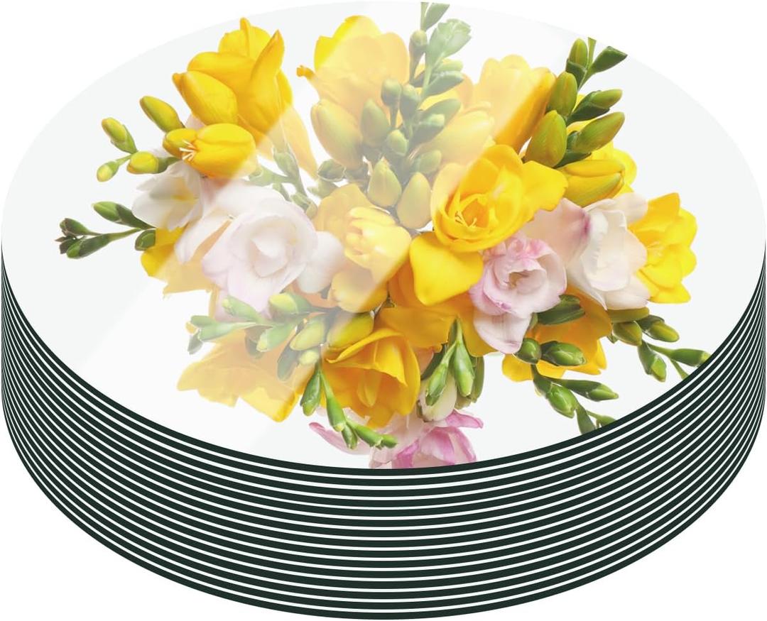13Pack Round Wall Mirror Tiles Set, Self Adhesive Acrylic Round Mirror Centerpieces for Table Circle Mirror Tray Candle Plate for Wedding Table Birthday Party Home Room Decor (10inch, 12inch)