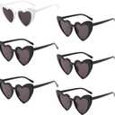 6 Pack Vintage Heart Shaped Sunglasses for Women Sunglasses for Bachelorette Bridesmaid Bridal Birthday Party Wedding (5 Black 1 White)