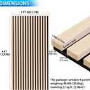3D Slat Acoustic Wall Panels with Wood Finish Accent, 4 Pack Sound Absorbing Paneling for Studio, Office, Living Room, Bedroom Interior Decor (Natural Oak, 48''L x 24''W)