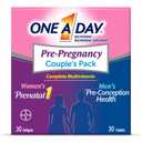 2 x One A Day Men's & Women's Pre-Pregnancy Multivitamin Softgel including Vitamins A, Vitamin C, Vitamin D, B6, B12, Folic Acid & more, 30+30 Count, Supplement for Before, During, and Postnatal, EXP: 2026/06