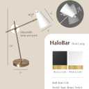 HarvestLand HaloBar Brass Desk Lamp Home Office White Industrial Table Lamp with Solid Base for Office, Reading Lamps for Bedside Table, Study and Reading Task Lamp, Gifts for Adults