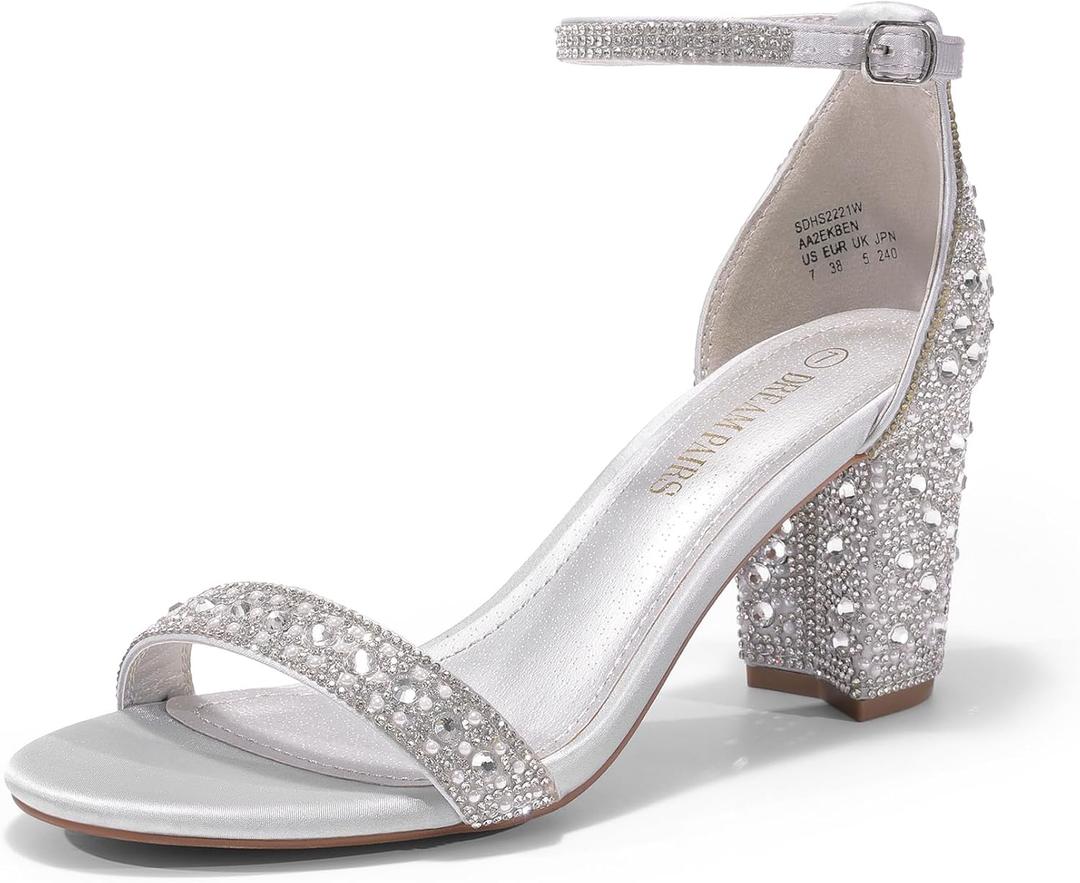 DREAM PAIRS Women's Chunk Low Heel Pump Sandals (8.5)