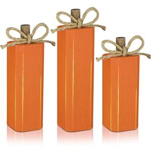 Amyhill 3 Pcs Thanksgiving Wooden Decorations Fall Tiered Tray Decor Thanksgiving Pumpkin Firework Table Centerpieces Autumn Block Sign for Home Shelf Farmhouse Decor