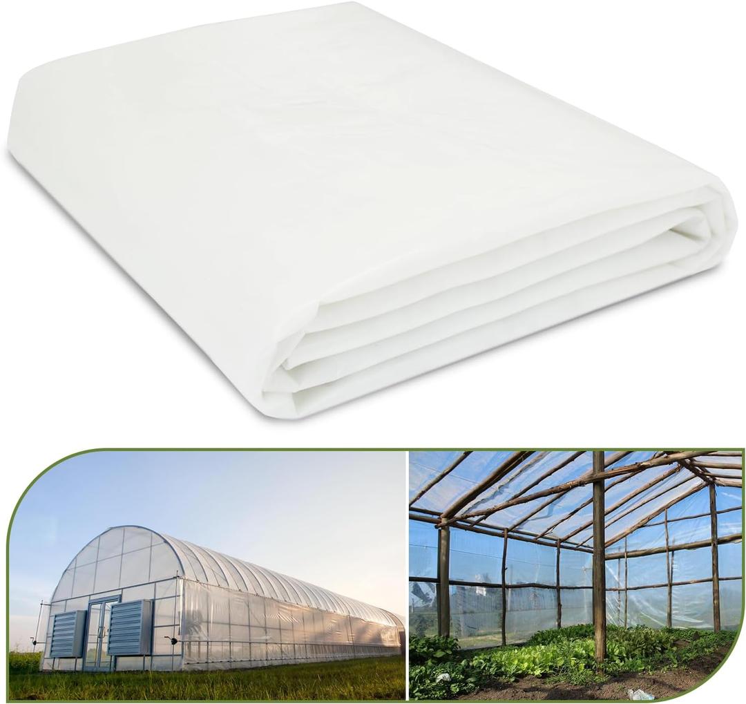 Greenhouse Plastic Sheeting, 10 x 26ft 6 mil Clear Greenhouse Film, UV Resistant Thickened Plastic Sheeting Heavy Duty, Polyethylene Green House Plastic Cover(10 x 26ft)