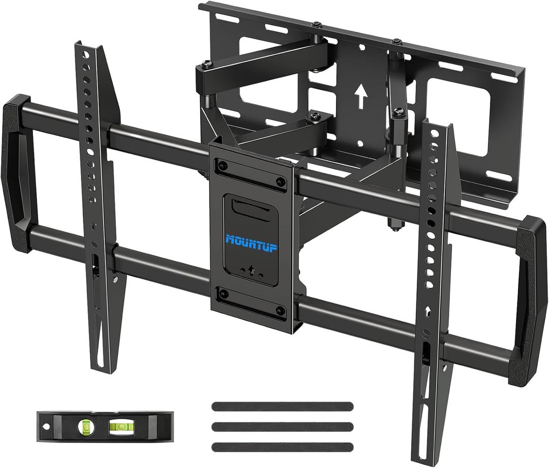 MOUNTUP Full Motion TV Wall Mount for Most 42-82 inch TVs, Wall Mount Bracket with Articulating Swivel and Tilt, TV Mount Max VESA 600x400mm, Holds up to 100lbs Fits 16" Stud (Textured Black)