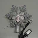 ME JO Christmas Tree Topper | Christmas Tree Decoration Hollow Glitter Snowflake with 3D Rotating LED | with 6 Projection Plug in Star Christmas Tree Projector for Indoor Office Xmas New Year