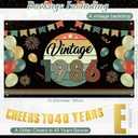 2 x RoundFunny Vintage 40th Birthday Decorations for Men Women 1986 Banner Decorations, Including Back in 1986 Backdrop, Cheers to 40 Years Banner, 12 Hanging Swirl, 10 Paper Poms