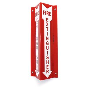 SmartSign Fire Extinguisher Projecting Sign, Fire Extinguisher with Arrow | 4" x 18" Polished Acrylic