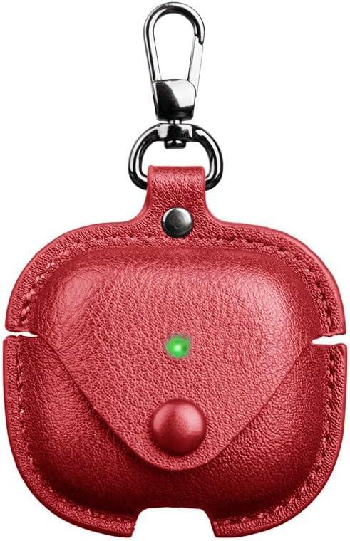 for Airpods 4 Case Leather with Keychain, Stylish Retro Leather Wireless Charging Protective Headphone Case Cover for Apple Airpods 4th Generation 2024 Front LED Visible (Red)
