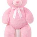 MorisMos 47inch Giant Teddy Bear Stuffed Animal 4ft, Big Teddy Bear Plush for Baby Shower, Cuddly Large Stuffed Bear Gifts for Kids, Girls, Girlfriend, Women on Valentine, Christmas, BirthdayPink