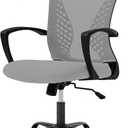 FDW Home Office Chair Mid Back PC Swivel Lumbar Support Adjustable Desk Task Computer Ergonomic Comfortable Mesh Chair with Armrest (Grey), 17d X 22w X 40h in