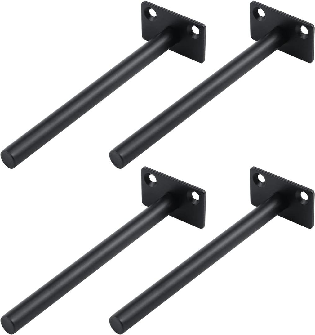 Antrader 4PCS Black Floating Shelf Brackets Blind Hidden Brakets Shelf Support Heavy Duty for Wall with Screws and Expansion Screws, Steel, Rod Length 5.9 (6 Inch)