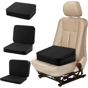 HOMBYS Adjustable Car Booster Seat for Short Drivers, 3 Heights for Different People, Adult Car Seat Cushions for Driving, Supportive Car Seat Pad for Lower Back Pain Reduce, (17"x12.8"x6.3", Black)