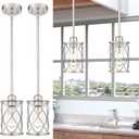 Brushed Nickel Pendant Lights Kitchen Island 2 Pack, Mini Glass Pendant Light Fixtures with Clear Glass, Modern Hanging Lighting for Kitchen Sink Dining Room Bathroom, CH9176BN-2PK