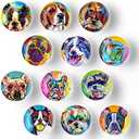 12pcs Fridge Magnet Glass Strong Magnetic Refrigerator Magnet,Oil Painting Dog Fridge Magnets Decoration for Crafts,Fridge Magnets for Kitchen, School,Office Whiteboard, Cabinet and Dishwasher