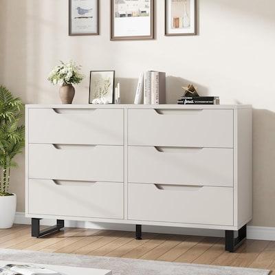 Garvee 6 Dresser for Bedroom Freestanding Vertical Drawer Cabinet with Storage Wooden Closet Storage Chest for Home Office White