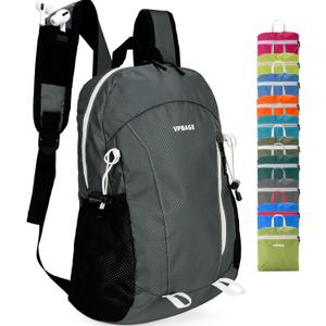 15L Water-resistant Hiking Daypack, Small Backpack Travel Outdoor, Lightweight Day Pack with Tool Loops (A-dark Grey)