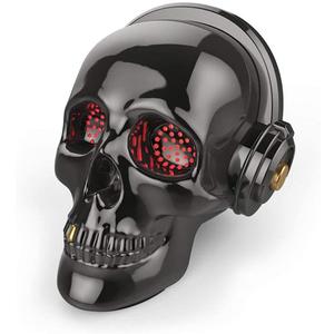 Skull Bluetooth Speaker Novelty Skeleton Unique Wireless Portable Speakers with Eyes Lights Halloween Decoration (Gray)