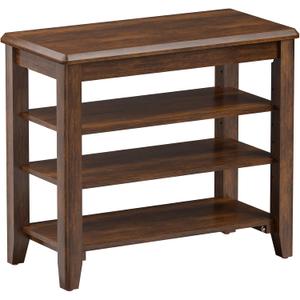 Taitiy Shoe Bench Storage Rubberwood, Entryway Bench with 3-Tiers Height Adjustable, Shoe Rack Front Door Entrance Organizer for Hallway Living Room, Mudrooms, Walnut,23.6"