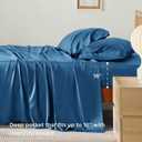 Bedsure Queen Sheet Set, Rayon Derived from Bamboo, Cooling Sheets, Deep Pocket Up to 16", PureWoven, Breathable & Soft, Hotel Luxury Silky Bedding for Hot Sleepers, Teal