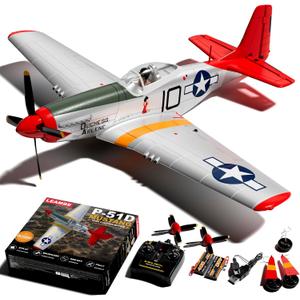 LEAMBE Brushless 4 Channel RC Plane, Ready to Fly Aerobatic Aircraft, Easy Control for Beginners, P51 Mustang RC Airplane for Adults Red, Extra Large
