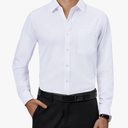 Alimens & Gentle Mens Dress Shirts 4-Way Stretch Long Sleeve Collared Casual Solid Wedding Dating Button Down Shirt, White, Large