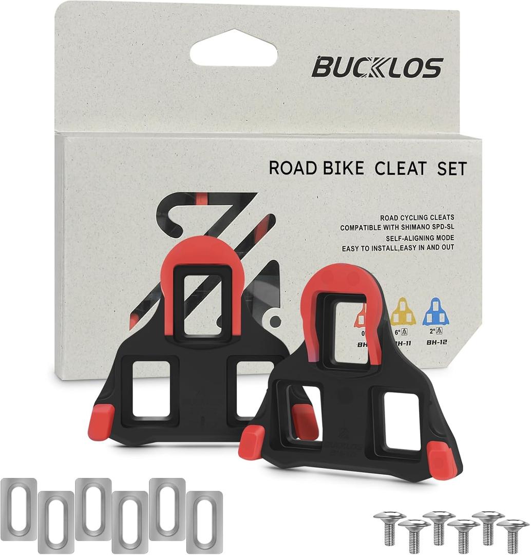 BUCKLOS Road Bike Cleats Compatible with Shimano SPD-SL Pedals-BH10/BH11/BH12 Float Cleats Fit Clipless Cycling Shoes for Indoor Peloton & Outdoor Bicycle Training
