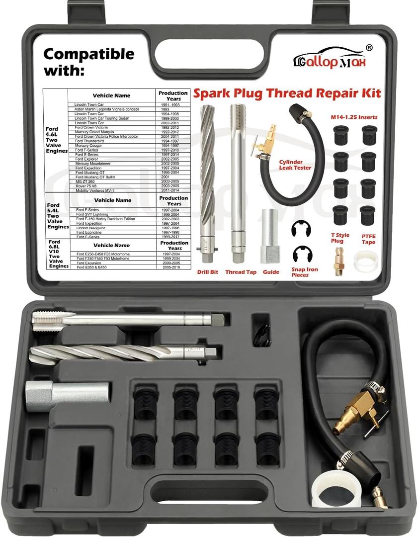 38900 Two Valve Triton Tool Kit Foolproof Repair System Spark Plug Thread Repair Kit Compatible with Ford 4.6 L, 5.4 L and 6.8 V-10 Two Valve Engines