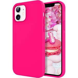 DOMAVER Case for iPhone 12 / iPhone 12 Pro Smooth Liquid Silicone Soft Gel Rubber Microfiber Lining Cushion Protective Cover for iPhone 12/12 Pro(6.1 inch)- Hot Pink
