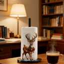 Deer Paper Towel Holder, One-Handed Tear Paper Roll Stand with Weighted Base, Freestanding Metal Paper Towel Holders for Kitchen Bathroom, Rustic Cute Deer Decor, Housewarming Gift(1 Pack)