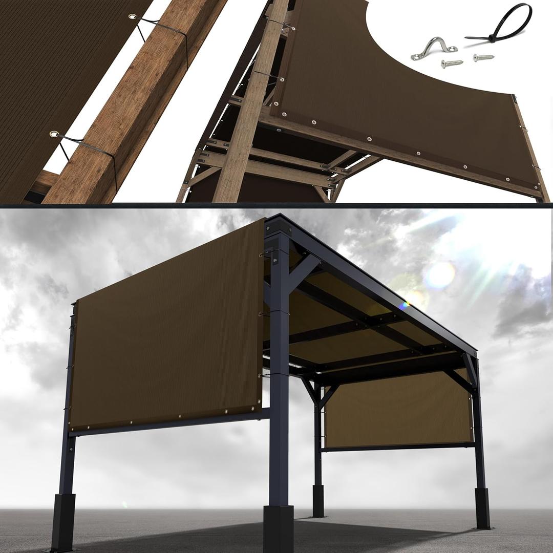 Royal Shade 8' x 16' Brown Pergola Sun Shade Canopy Replacement Cover UPF50, Commercial Grade 260 GSM Cloth for Outdoor Patio Garden Backyard (We Make Custom Size)