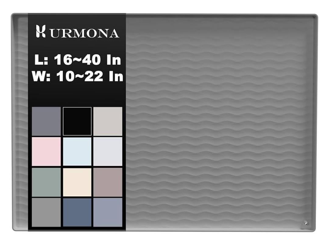 URMONA 31'' x 22'' Waterproof Silicone Under Sink Mat Cabinet and Counter Protector, Shelf Liner for Kitchen and Bathroom, Storage and Organizers, Litter Mat, Pet Cat Puppy Essentials（White Sand）