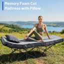 Memory Foam Camping Mattress Pad with Pillow - Extra Thick 4 Inch Sleeping Pad for Camping, Waterproof Roll Up Cot Mattress Topper Bed Mat for Car Truck Tent RV, with Storage Bag, Dark Gray, Queen: 80*60*4"