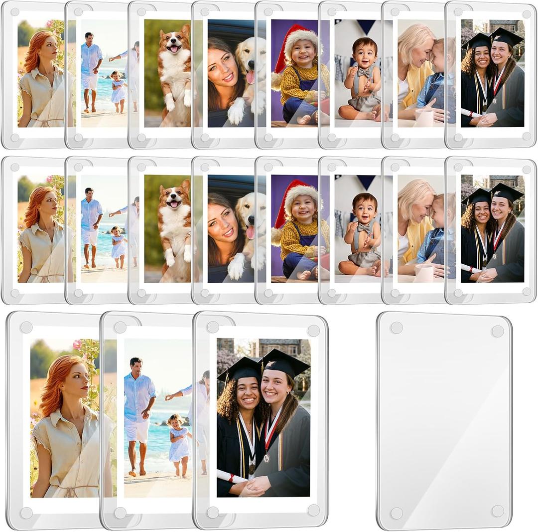 Remerry 24 Pcs Acrylic Fridge Magnetic Frames for Photos Compatible with Polaroid Instax Mini Pictures Double Sided Clear Fridge Magnetic Frame for Family Friend Class of 2026, 2.36 x 3.54 Inch