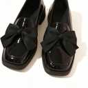 MakeMeChic Loafers for Women Dressy Bow Leather Square Toe Heeled Shoes 8.5