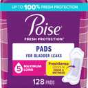 Poise Incontinence Pads & Postpartum Incontinence Pads, 5 Drop Maximum Absorbency, Long Length, 128 Count, Packaging May Vary