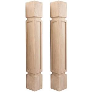 Btowin 35 1/2-inch H 5-inch W 5-inch D Wood Carved Raised Panel Cabinet Columns, 2Pcs Unfinished Massive Replacement Kitchen Island Countertop Legs for Large Dining Table Kitchen Counter Vanities