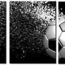 Black and White Splash Soccer Football Balls Wall Art Posters Prints on Wrapped Frames 3 Pieces for Boys Kids Gifts Room Decoration Ready to Hang,12x16inchx3 (White)