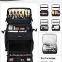 CUBETASTIC Rolling Makeup Case, Professional Cosmology Case on Wheels, Makeup Trolley with 5 Removable Pouches, Makeup Suitcase with Wheels, Rolling Cosmetic Train Case, Hair Stylist Rolling Case