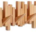 Wooden Coat Rack Wall Mounted Sticks Multi Rack Solid Handmade Natural Beech Wood Artwork with 6 Flip-Down Unique Modern Hooks for Coats Bag Hat Umbrella