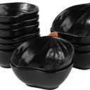 Kolewo4ever 12 Pieces Thanksgiving Bowls Pumpkin Bowl 6 Ounces Ramekins Small Pumpkin Shaped Bowls Dinnerware Decoration for Fall Thanksgiving Serving Dip, Sauce, Condiments,Snack (Black)