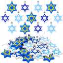 Chunful 24 Pcs Hanukkah Ornaments for Tree Star Hanging Ornaments Shatterproof Star of David Tree Decorations Chanukah Balls Blue and White Jewish Christmas Decorations for Xmas Party Supplies
