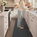 Color&Geometry Kitchen Rugs and Mats Non Slip Washable, Absorbent Woven Kitchen Runner Rug Easy to Clean Kitchen Floor Mats for in Front of Sink, Laundry Room, Hallway, 17”x71”, Dark Grey