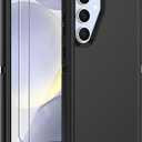 for Samsung Galaxy S25 Plus Case, S24 Plus with [2 Pack] HD Screen Protector, [Military-Grade] Shockproof Dust/Drop Proof 3-Layer Full Body Protection Heavy Duty Case for S25+/ S24+, Black