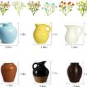 6Pcs Mini Vase Magnets for Fridge - 3D Plant Ceramic Vase Magnets with Flowers, Tiny Cute Magnetic Vases for Refrigerator Kitchen Locker Office Decoration