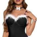 Neohouny Bunny Costume for Women Girls Sexy Halloween Costumes Anmie Cosplay Bodysuit Lingerie with Bunny Ears & Bow Tie (Medium, Black)