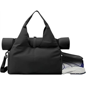 Gym Bag, Yoga Gym Bag for Women and Men, Carrying Workout Gear and Accessories, Shoe Compartment and Wet Dry Storage Pockets, black