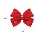 4in Red Ruffled Ribbon Hair Bow Clips,2pc Cute Valentine’s Day New Year Hair Accessories for Girls, Toddlers, Teens,Moms Christmas Stylish Bows for Everyday Special Occasions