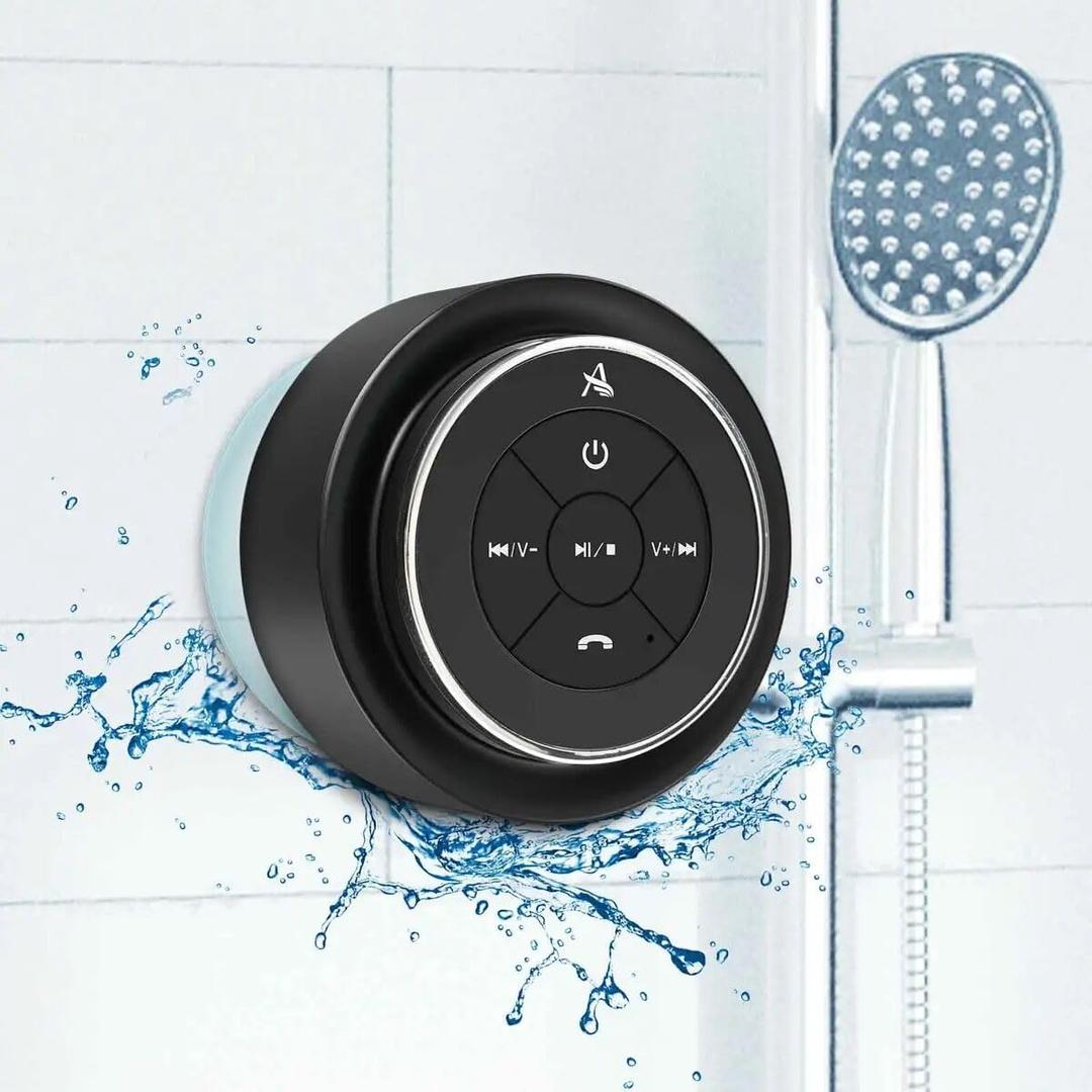 XLEADER SoundAngel Mate(2nd Gen) Pro Shower Speaker, Certified IPX7 Waterproof Bluetooth Speaker, 8W Crystal Sound & Rich Bass, 15H Playtime, with Suction Cup & Silicone Lanyard, Ideal Gifts, Silver