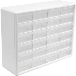 Akro-Mils 24-Drawer Plastic Drawer Storage Cabinet for Garage Organization, Bead Organizer, Building Bricks Storage, Teacher Toolbox, Makeup Organizer, 20" W x 6" D x 16" H, 10124 White